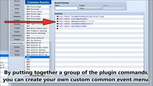 YEP.98 - Common Event Menu - RPG Maker MV