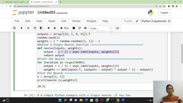 Python Implementation of Artificial Neural Network using Single Neuron - Tutorial 3 смотреть онлайн
