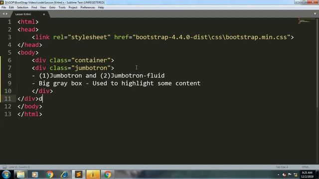 jumbotron and jumbotron-fluid in bootstrap | Lesson - 9 | bootstrap in Hindi смотреть онлайн