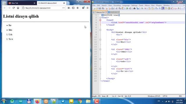 CSS 13-video dars (ul, ol; Listga dizayn berish) смотреть онлайн