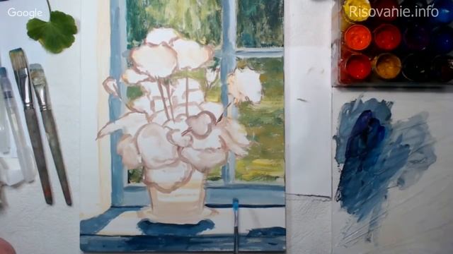 Мастер-классы на Risovanie.info / Фрагмент урока «Герань на окне» смотреть онлайн