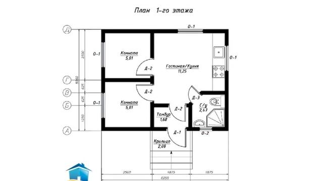Проект одноэтажного дома 25 квадратных метров (№-123) смотреть онлайн