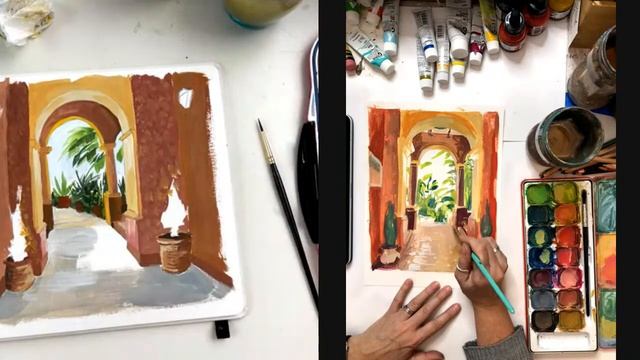 LIVE - Arch gouache painting, with Charlotte Hamilton - real time painting tutorial смотреть онлайн