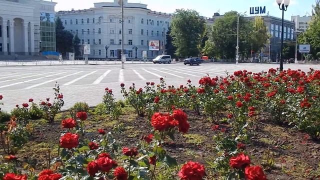 Площадь с розами в центре Херсона. смотреть онлайн