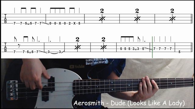 Aerosmith - Dude (Looks Lika A Lady)(Bass cover with tabs 228) смотреть онлайн