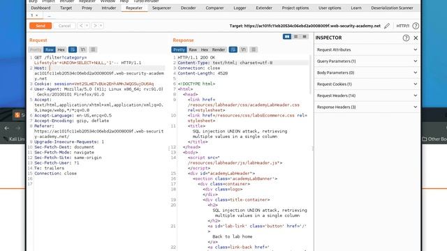 How to hack: SQL INJECTION UNION ATTACK, RETRIEVING MULTIPLE VALUES IN A SINGLE COLUMN - Burp Suite смотреть онлайн