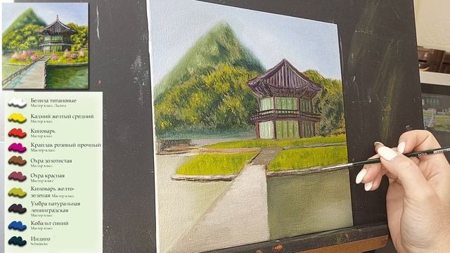 «Дом в саду» на холсте масляными красками. смотреть онлайн