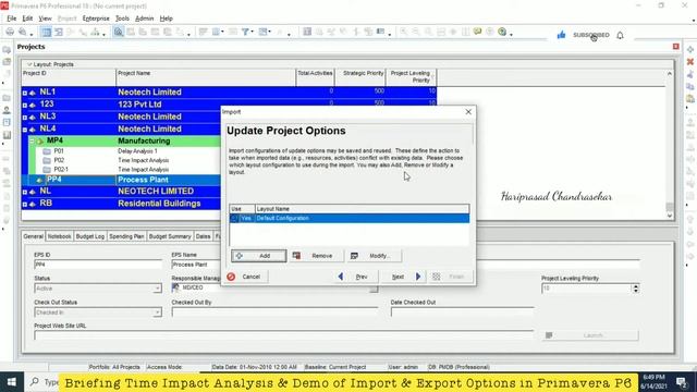 Import & Export Options in Primavera P6 смотреть онлайн