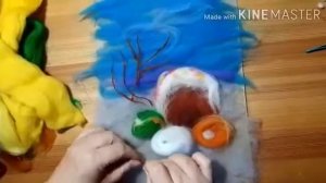 Мастер-класс Картина из  цветной шерсти «Пасха»