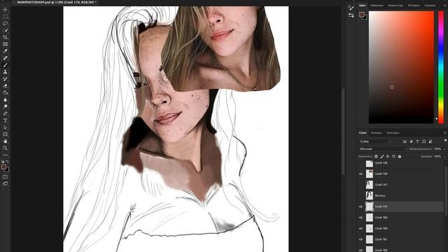 Реалистичный рисунок в фотошопе MARIA / Realistic picture in photoshop MARIA смотреть онлайн