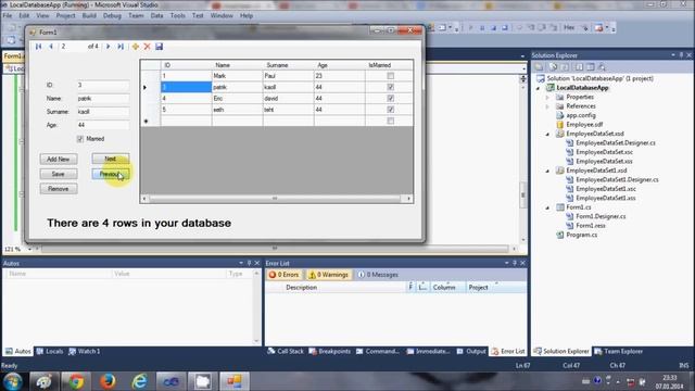 C# SQL Database Tutorial 4: Navigation through records with NEXT and PREVIOUS buttons C# / C Sharp смотреть онлайн