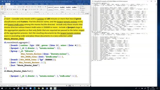 MongoDB movieDetails Aggregation Framework 06 $match $project $group $sort $out Stages смотреть онлайн