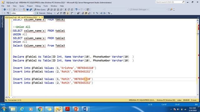 SQL SERVER TUTORIAL - Union And Union All in SQL смотреть онлайн