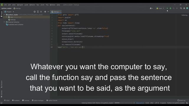 Use google to say things for you || Python text to speech with gTTS package || less than 3 mins #py смотреть онлайн