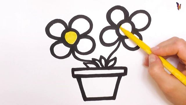 Как нарисовать ЦВЕТОК / мультик раскраска ЦВЕТЫ для детей / Раскраски малышам смотреть онлайн