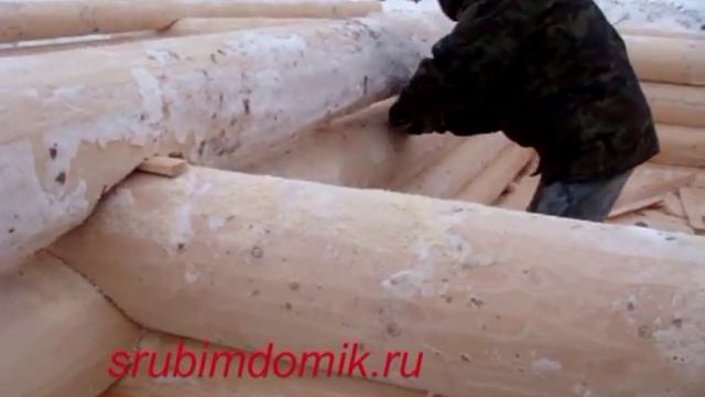 Изготовление дома из бревна.Рубка сруба. смотреть онлайн