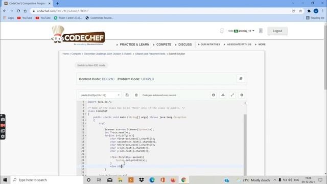 Utkarsh and placement tests java solution | December challenge 2021 Division 3 | UTKPLC Solution смотреть онлайн