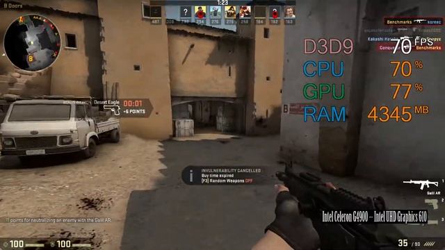Intel UHD Graphics 610 -- Intel Celeron G4900 -- CSGO FPS Test Dust 2 720p Low смотреть онлайн