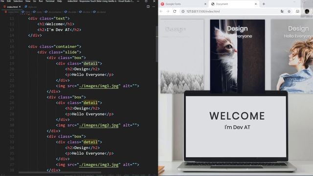 Responsive Touch Slider | Swipe Slider Using Vanilla Js | HTML & CSS смотреть онлайн