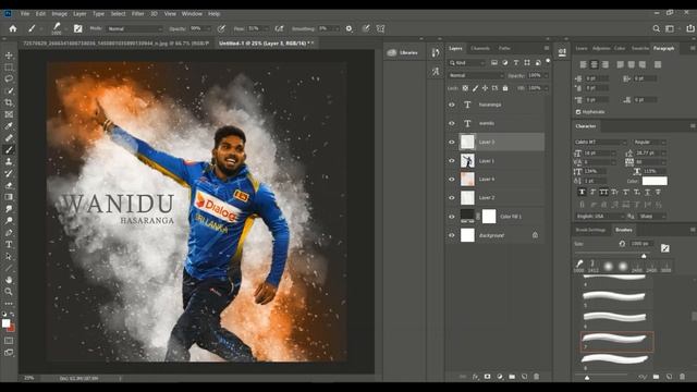 Adobe Photoshop Tutorial | Cricket Poster | WANIDU HASARANGA | Sri Lanka Cricket смотреть онлайн