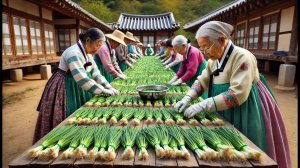 Если у вас есть корейская бабушка то она точно приготовит луковые блинчики. Корейская еда.