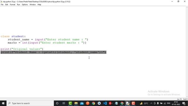 Write a Python class named Student with two attributes student_name, marks. смотреть онлайн