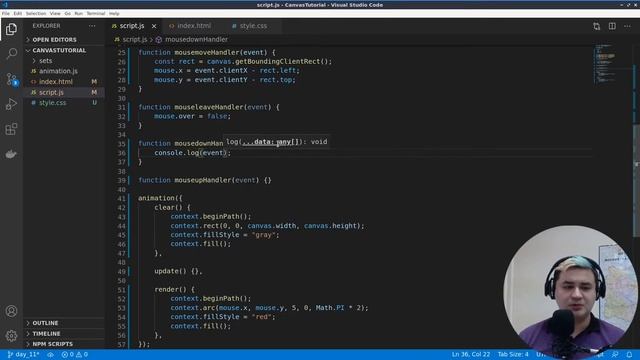 JS Cavnas 11: Координаты мыши смотреть онлайн