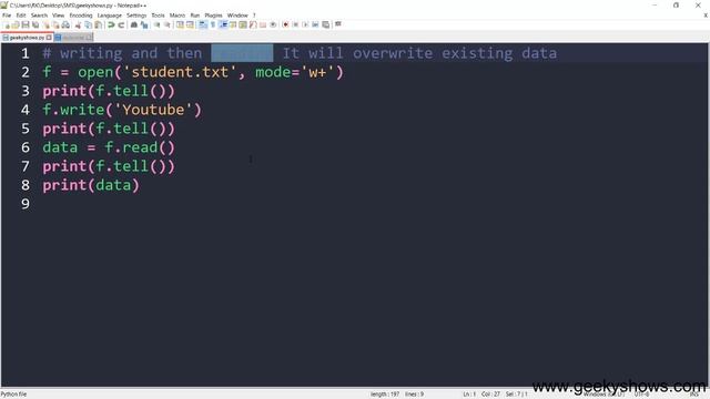 File Mode r+ w+ a+ in Python (Hindi) смотреть онлайн