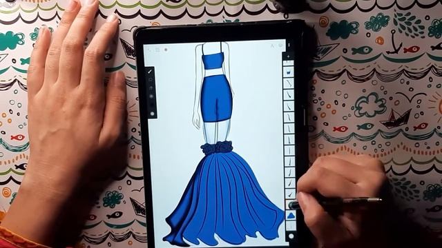 Blue Gown Illustration | How to draw | Step By Step Tutorial | Infinite Painter смотреть онлайн