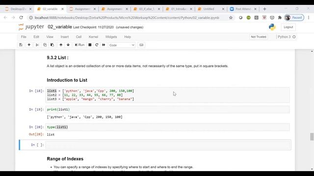 Lists in Python || Yash Chaudhary || Zorba Consulting смотреть онлайн
