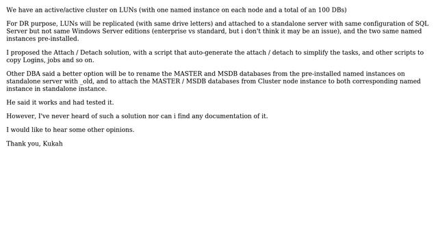 Databases: DR - Moving databases from Active/Active cluster to Standalone server with LUN sync смотреть онлайн