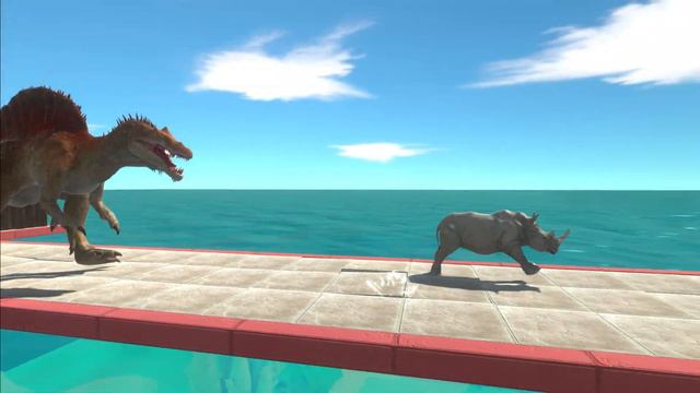 Run Away From Megalodon on Dangerous Bridge - Animal Revolt Battle Simulator смотреть онлайн