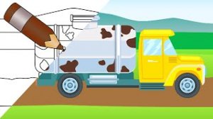 Раскраска - Машинка Молоковоз везет молоко - Мультики Крошки Антошки.mp