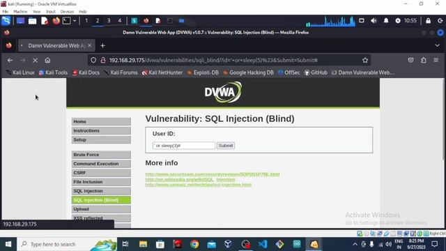 SQL Injection Blind | DVWA Walkthrough | TimeBasedPayload | Owasp Top-10 | Web Application Testing смотреть онлайн