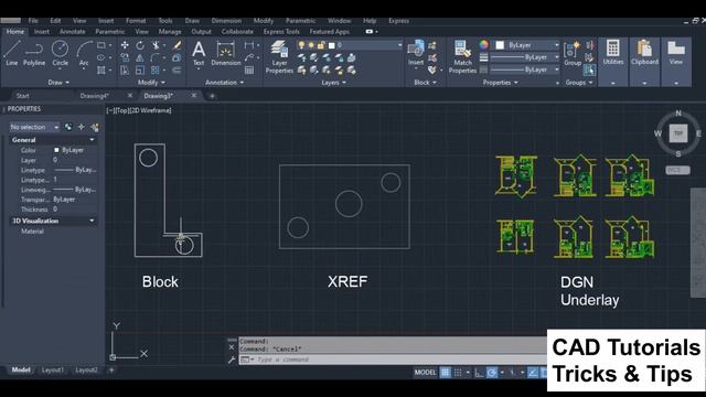 NCOPY command AutoCAD, Copy object from Block and Xref, Copy Nested object, Copy DGN underlay objec смотреть онлайн