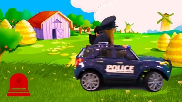 Sasha pretends play Police and Playhouse Toy