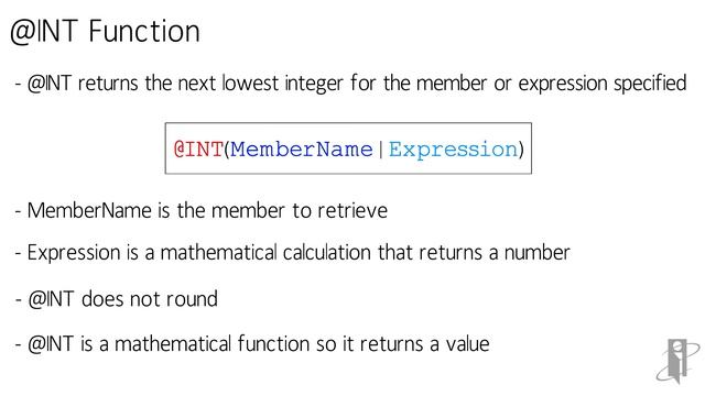 Essbase @INT Function смотреть онлайн