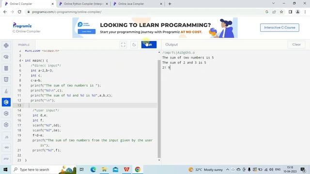Sum of two numbers in C,Python and Java смотреть онлайн