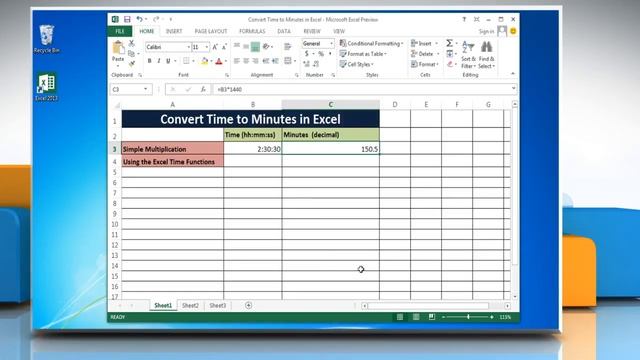 How to convert Time to Minutes in Excel 2013 смотреть онлайн