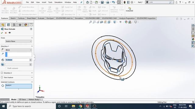 Create 3D model from 2D image in Solidworks | How to make iron man badge from image within 5 minute смотреть онлайн
