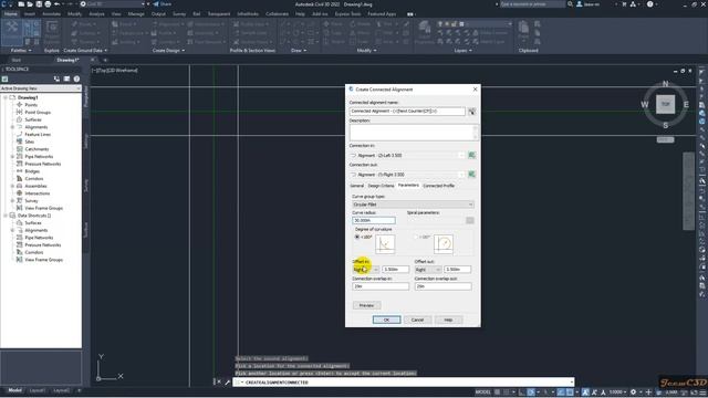 Civil 3D 2022 New Feature - Connected Alignment with offsets смотреть онлайн