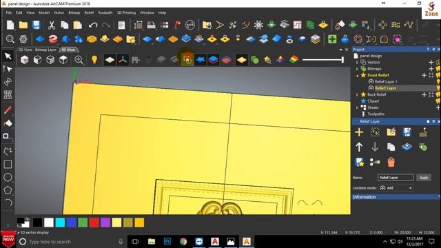 How to Make a Panel carving Design in Artcam | 3D Design | Hindi Tutorial part -03 смотреть онлайн