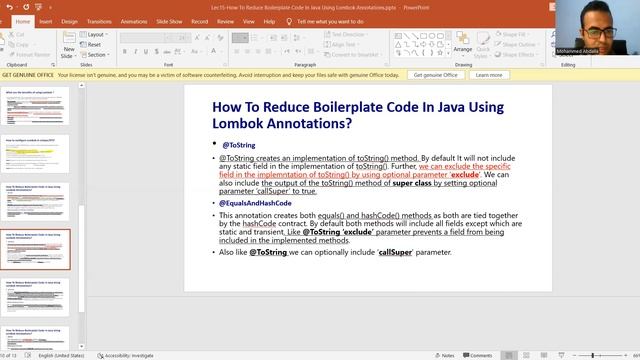 Lec15-How To Reduce Boilerplate Code In Java Using Lombok Annotations смотреть онлайн