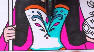 Coloring Elsa Frozen Disney Coloring Book Page Prismacolor Colored Paint Markers | KiMMi THE CLOWN