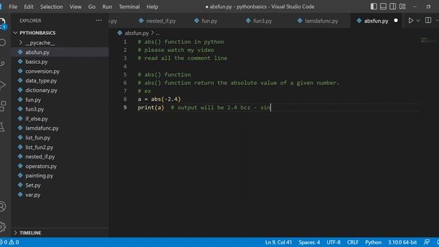 how to abs function in python | abs() | python built-in function| python for beginners смотреть онлайн