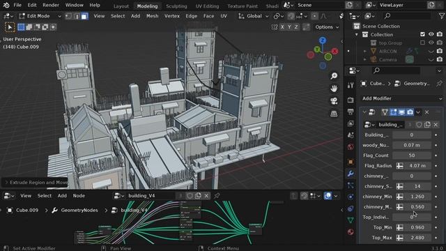 Blender Geometry Nodes building 幾何節點練習 【Blender鳥咪老師】 смотреть онлайн