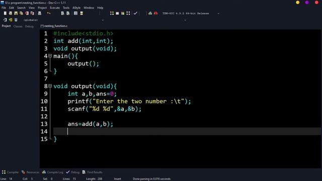 Nesting function program in c tutorial #cprogramming #tutorial смотреть онлайн