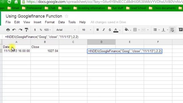 Using GoogleFinance Function on Google Spreadsheet смотреть онлайн
