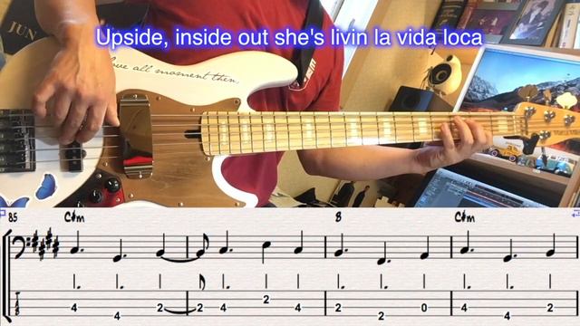 Livin' La Vida Loca. Ricky Martin. Bass cover. [TAB & Score] смотреть онлайн