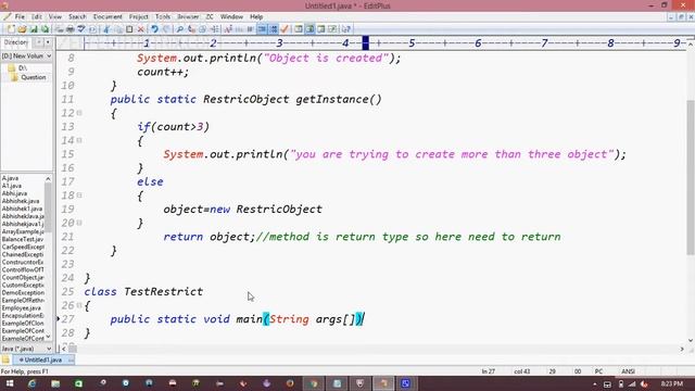 Restricting a class from creating more than three object смотреть онлайн